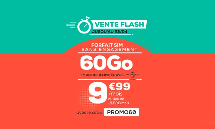 Vente flash La Poste Mobile : le forfait 60 Go à 9,99€ par mois A VIE !