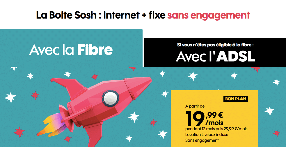 La box Sosh est en promotion à 19,99€/mois