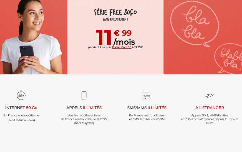 Le forfait Free 60 Go à 9.99€/mois pendant une durée limitée