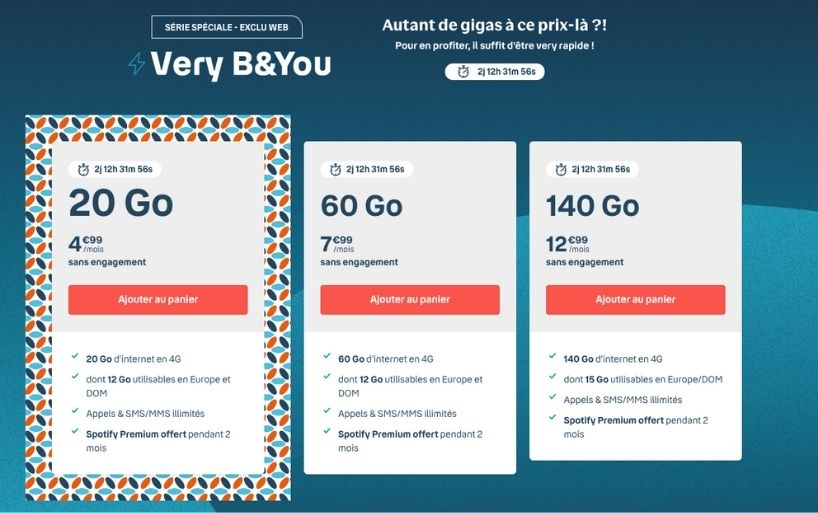 Nouveaux forfaits B&YOU : 200 Go à partir de 12,99€/mois