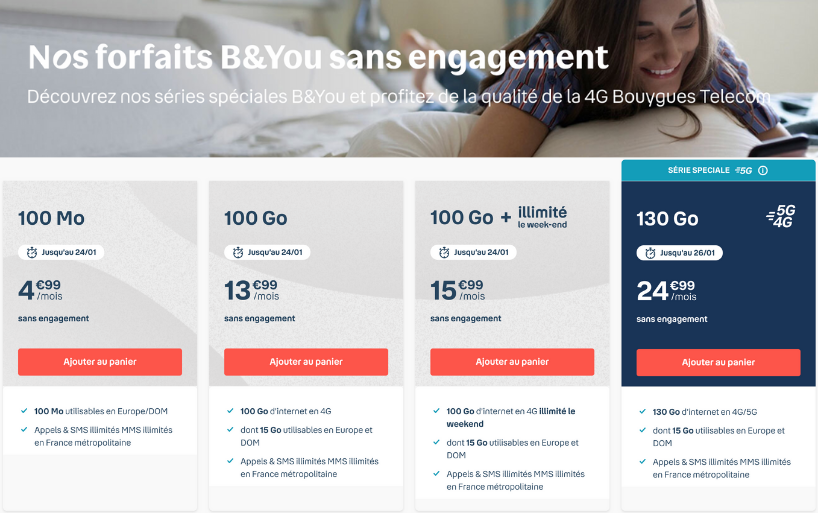 Nouvelles séries spéciales B&You 100 Go dès 13,99€ par mois à vie !