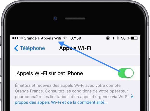 Appels wifi sur iphone