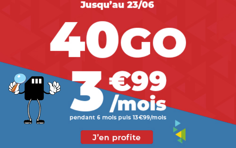 Un forfait Auchan télécom avec 40 Go d’internet en promo à 3,99€/mois