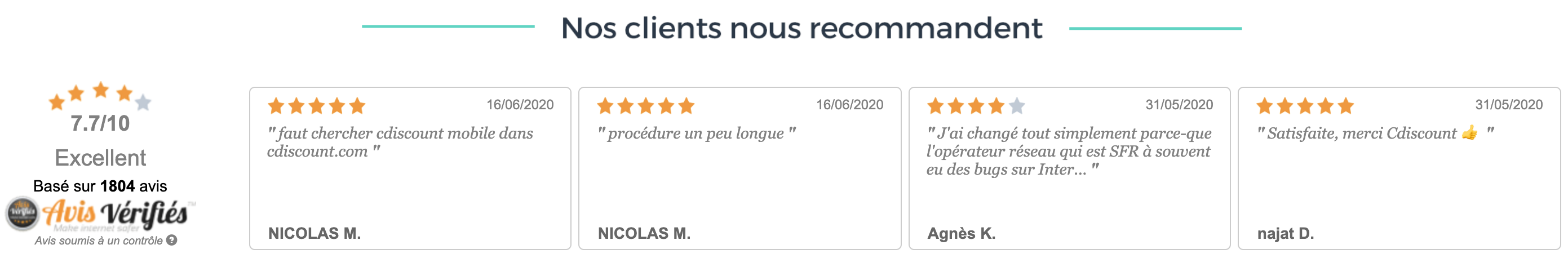 Avis des clients Cdiscount Mobile