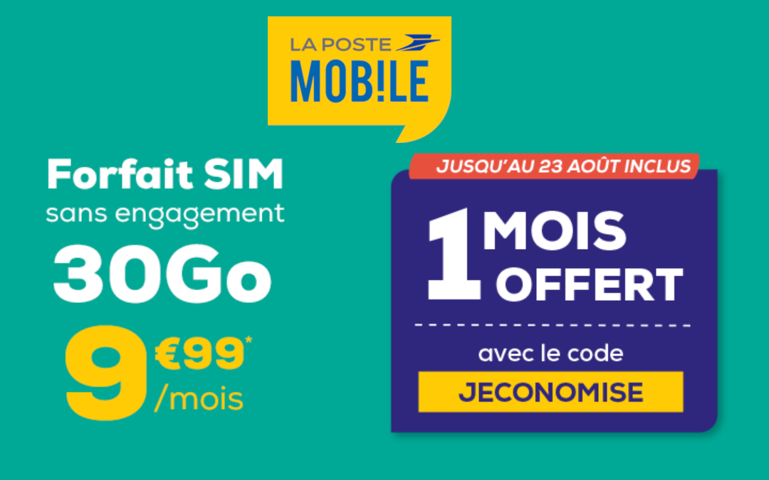 Le forfait la poste mobile 30 Go à seulement 9,99€/mois