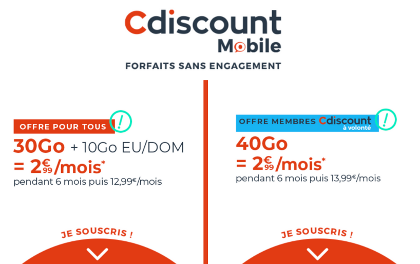 Les forfaits Cdiscount en promo sont de retour avec 30 Go pour 2,99€ par mois seulement