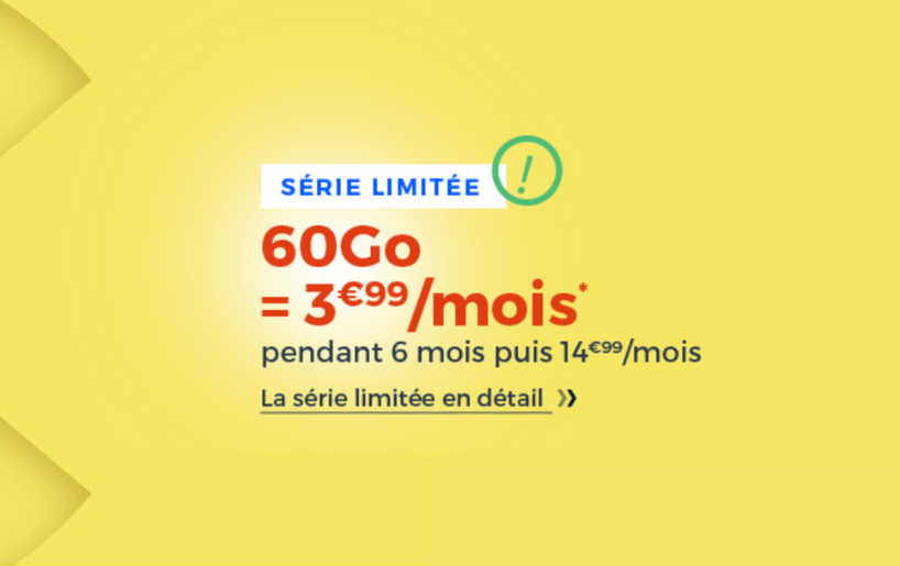 Nouvelle Série Limitée 60 Go Cdiscount Mobile en promotion à seulement 3,99€ par mois