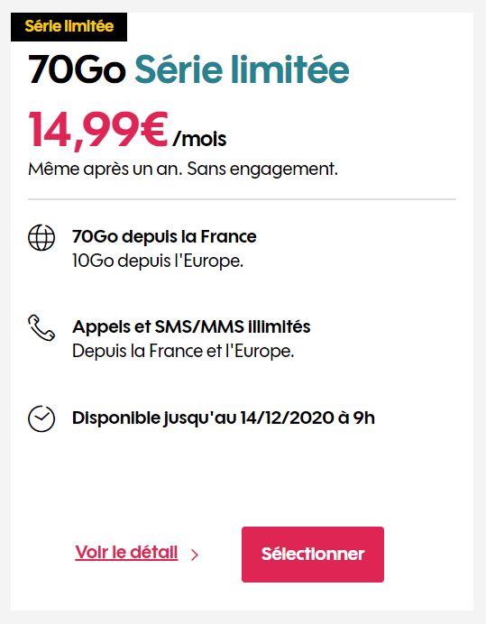 offre sans engagement sosh 70 Go