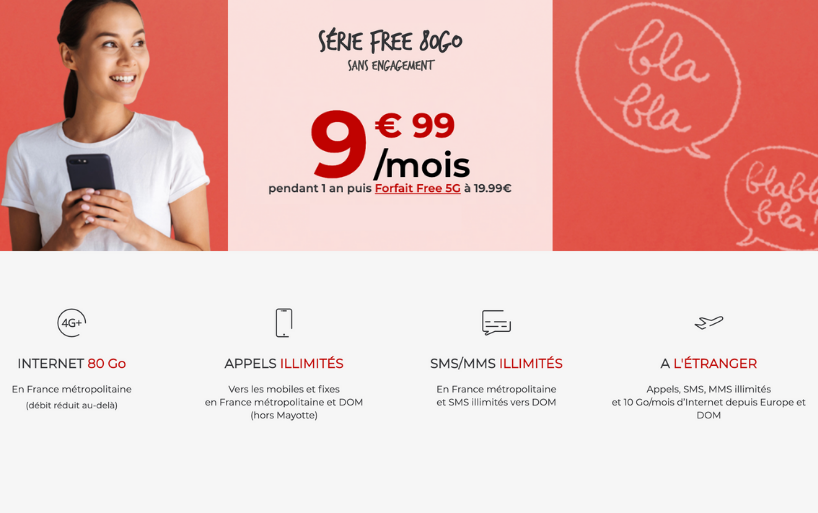Le forfait pas cher Free à 9,99€ par mois passe à 90 Go de data en 4G