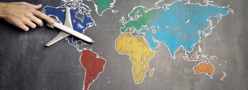 illustration map monde et avion