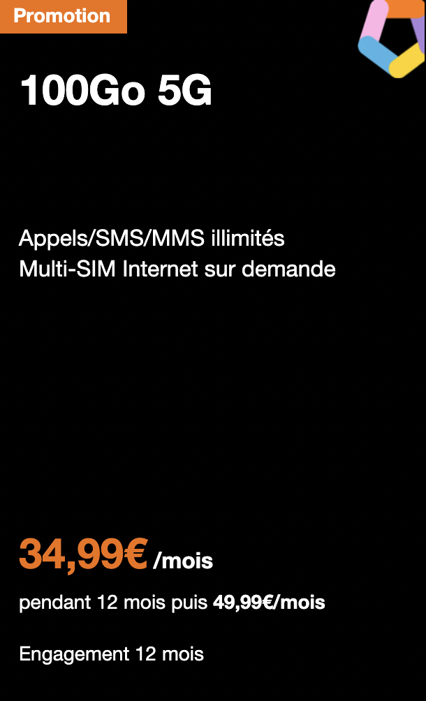 le détail du forfait 100 Go d'orange