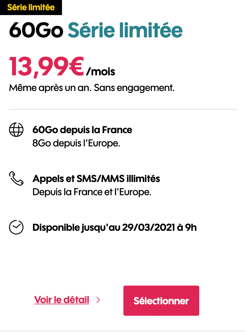 Le forfait 60 Go Sosh détaillé