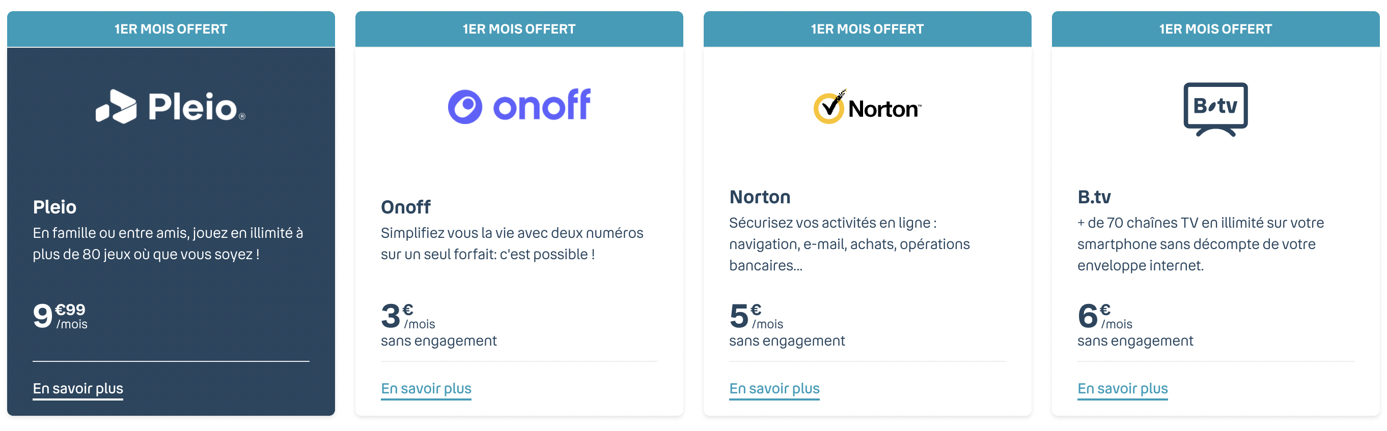 Les options détaillées du forfait 60 go b and you