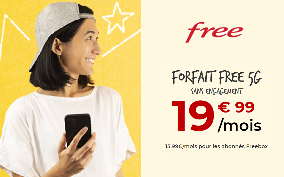 Le forfait Free à 19,99 euros par mois avec 150 Go de data en 5G