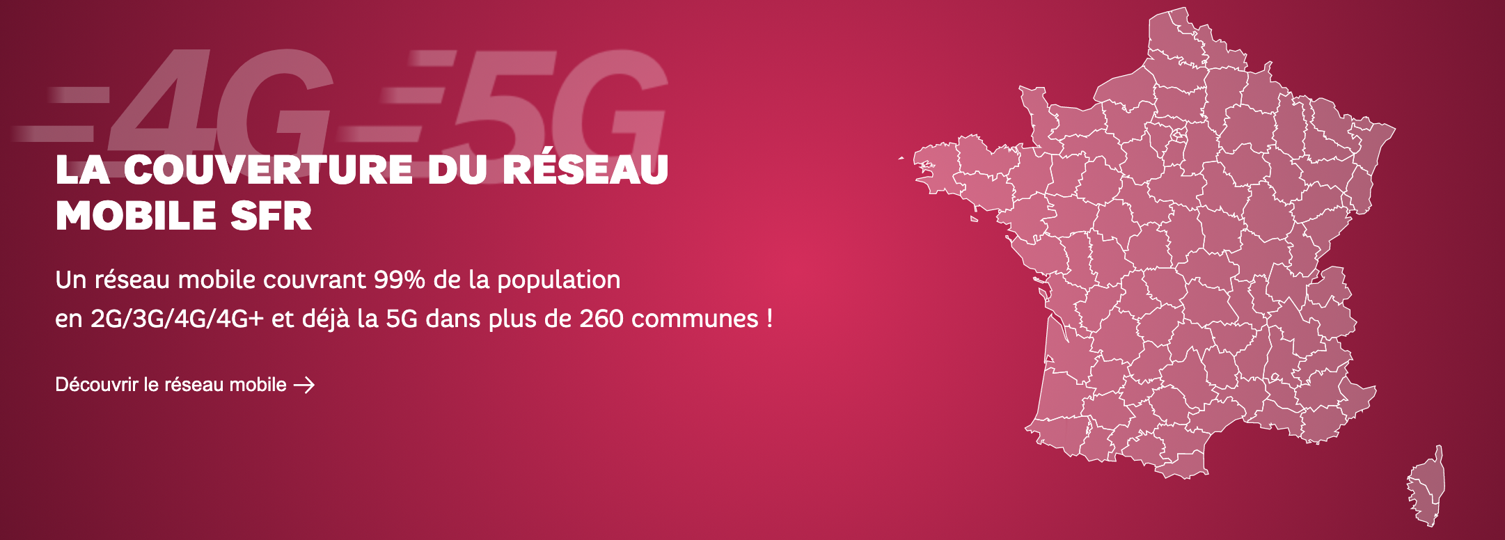 Le réseau 4G et 5G de sfr