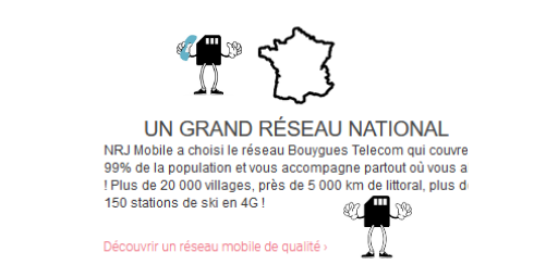 texte expliquant que NRJ mobile utilise le réseau 4G de Bouygues Telecom