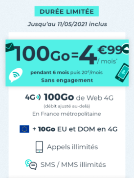Description du forfait pas cher Cdiscount 100 Go