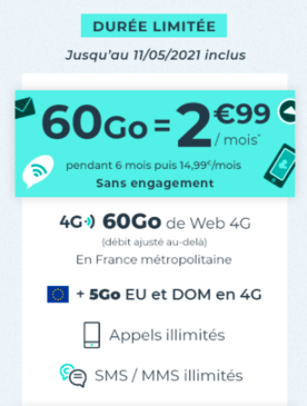 Description du forfait pas cher Cdiscount 60 Go