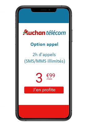 Le forfait Auchan télécom sans engagement 2h à 3,99€