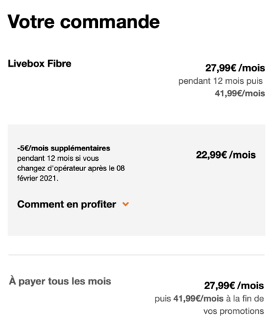 exemple de résumé de commande livebox play d'orange