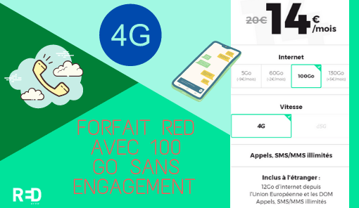 Description du forfait mobile RED sans engagement avec 100 Go