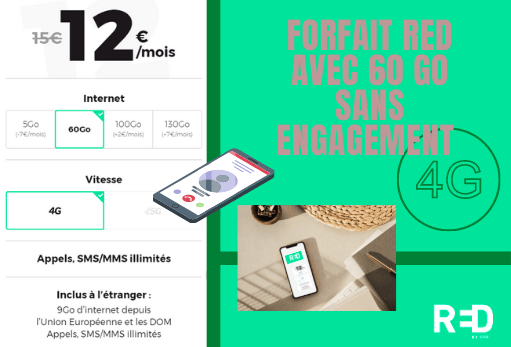 Description du forfait mobile RED sans engagement avec 60 Go