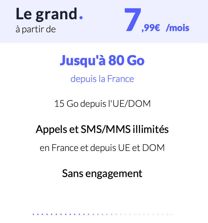 Détail du forfait mobile sans engagement prixtel le grand