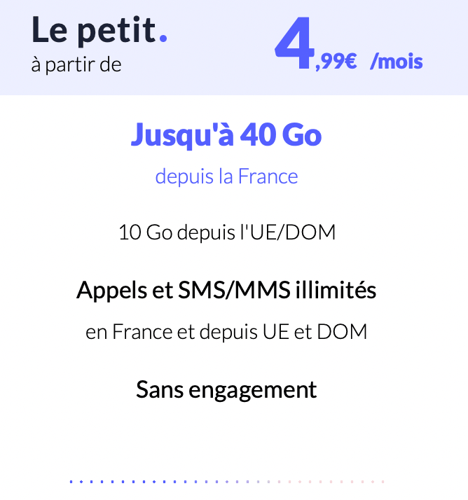 Détail du forfait mobile sans engagement Prixtel Le Petit