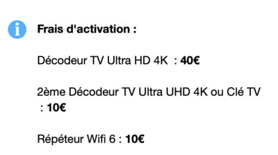 les frais d'activation pour les options avec votre box internet orange pas cher