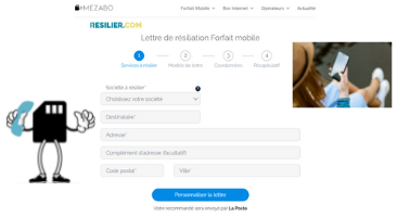 Lettre de résiliation à remplir disponible sur Mezabo