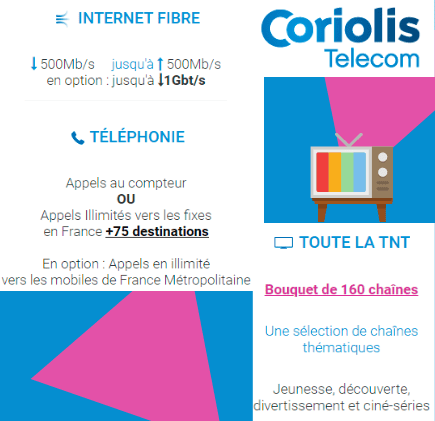 Descriptif de l'offre box Coriolis fibre avec TV Prem's by SFR