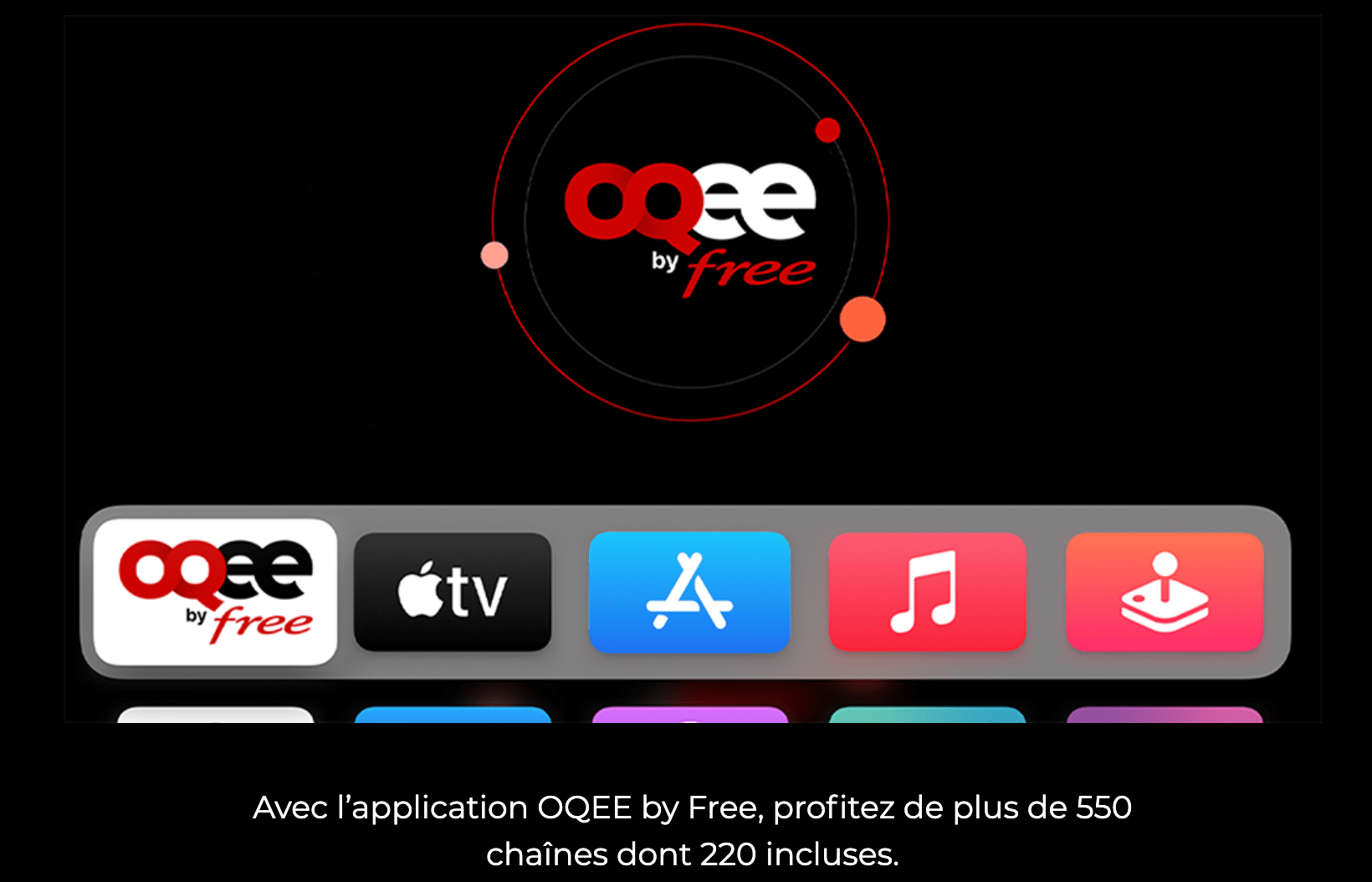 Application OQEE by Free sur l'apple TV 4K