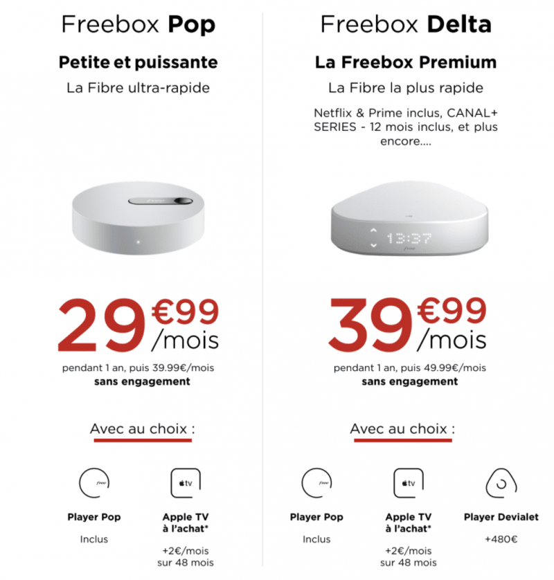 comparatif-pop-delta-avec-apple-tv Comparaison entre la freebox Delta et Pop qui proposent toutes deux l'apple TV 4K