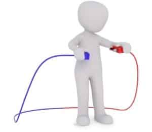 personnage-effectue-un-branchement Personnage effectuant un branchement de cables