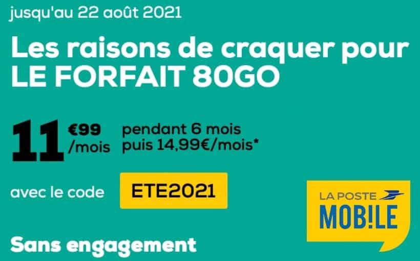 Code promo La Poste Mobile : le forfait 80 Go à -20% pendant 6 mois !