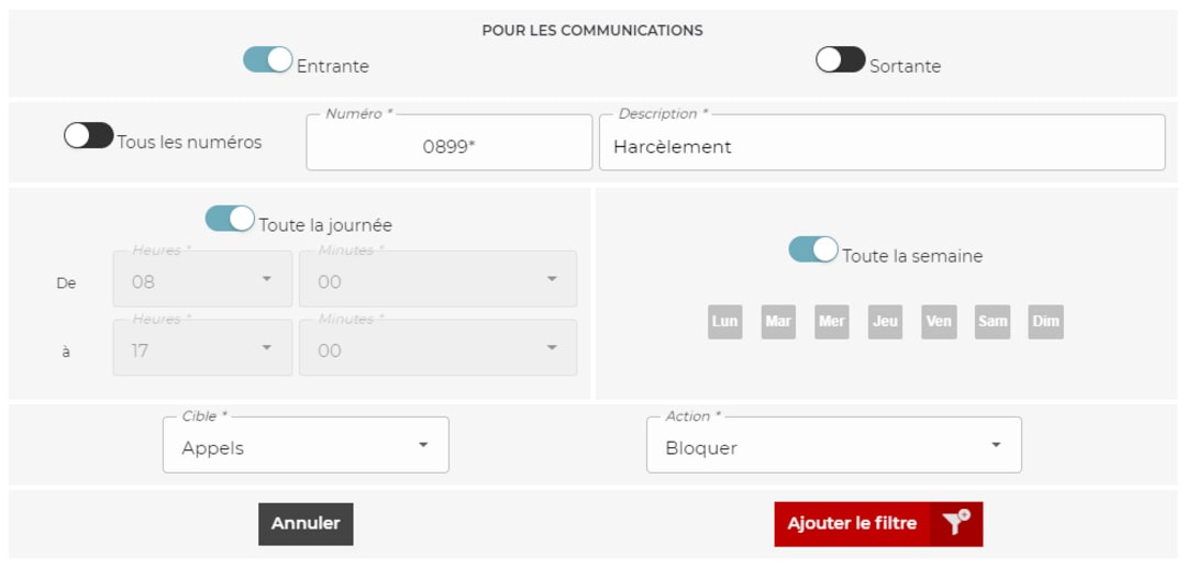 Détail du service de blocage de numéro Free