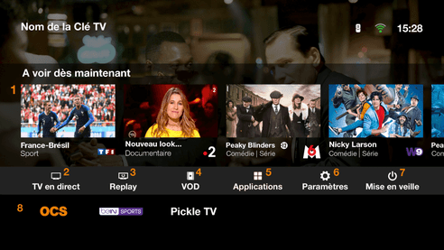 L'interface de la clé tv Orange