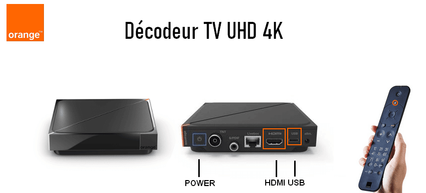 Décodeur UHD Le décodeur TV UHD 4K avec la Box TV Orange