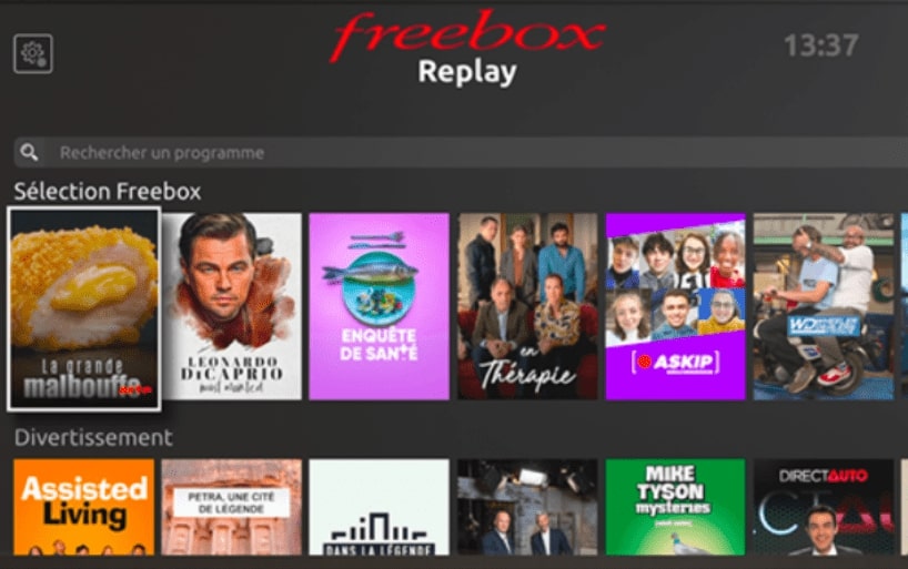 Interface replay de la Freebox TV