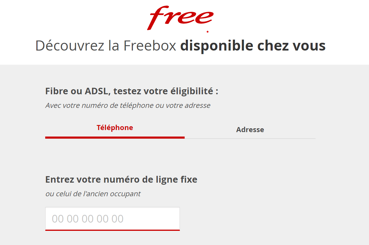 test d'éligibilité fibre Free