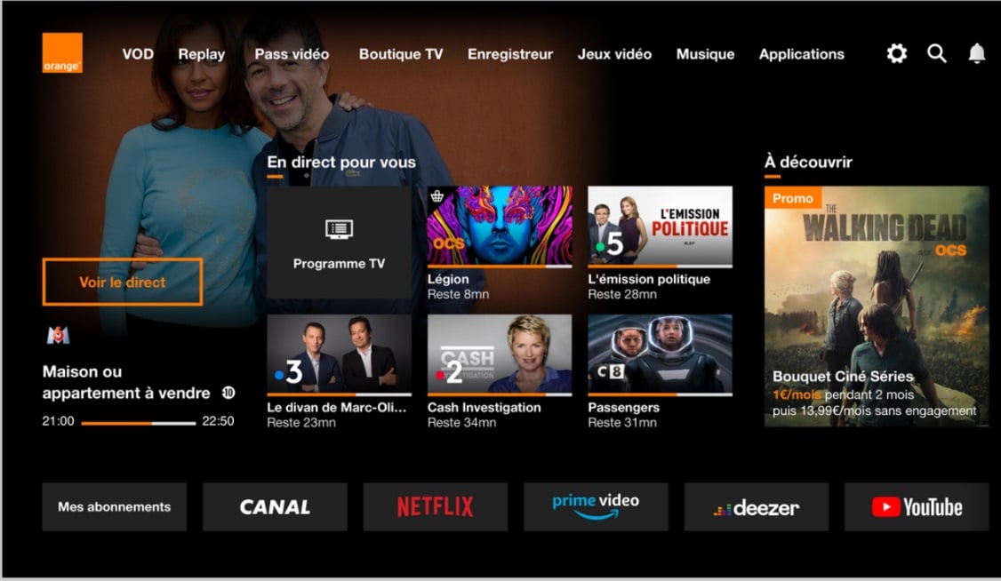interface-decodeur-tv-uhd interface tv du décodeur tv uhd