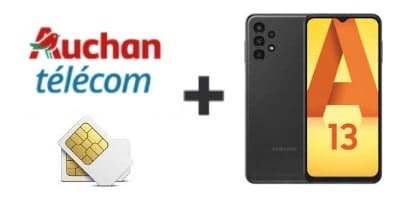 Logo Auchan telecom et Samsung Galaxy A13