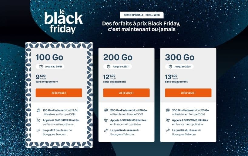 Black Friday Bouygues Telecom : un forfait 100 Go à seulement 9,99€
