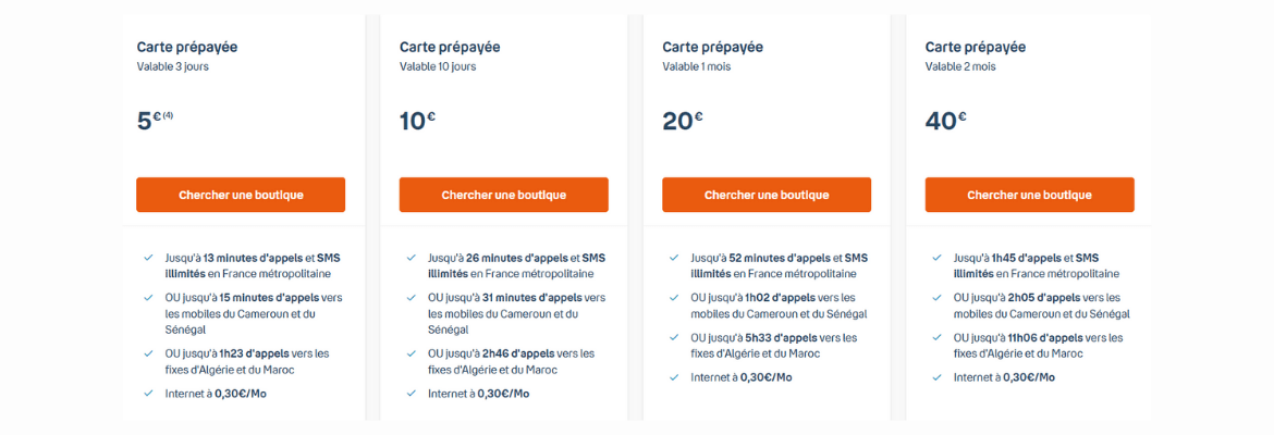 Carte prépayée internationales Bouygues