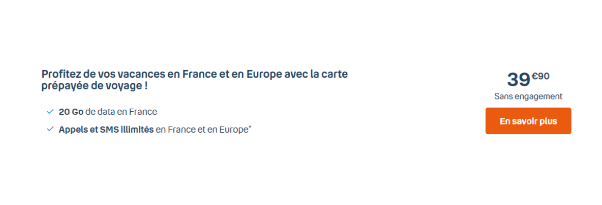 Forfait voyage de la carte prépayée Bouygues Telecom