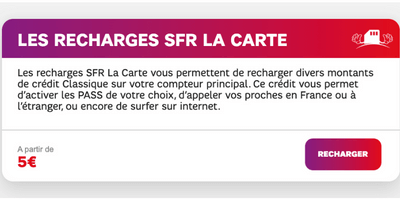 Les recharges SFR La carte