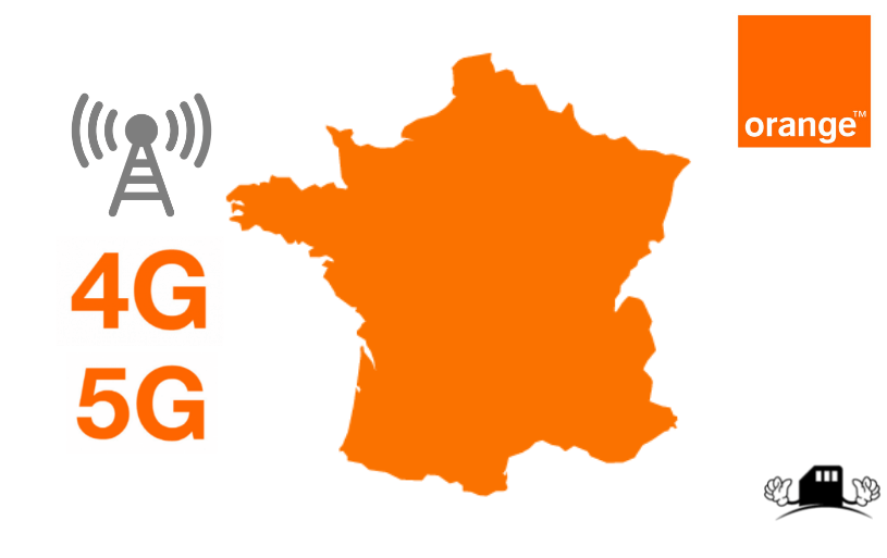 Carte de couverture réseau mobile Orange en 4G et 5G