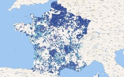 Carte Arcep de la couverture fibre en France