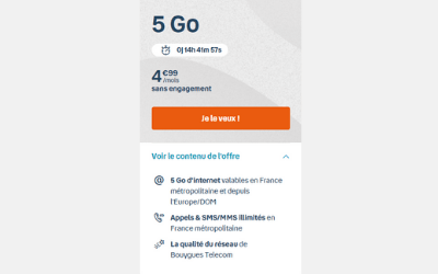 Les avis clients sur le forfait 5Go à 4,99€ de B and You