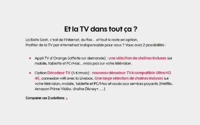 Service de téléphonie et option TV avec la box Sosh